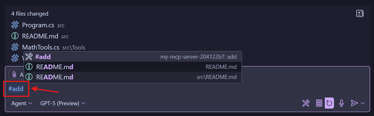 在 VS Code 中调用 MCP 工具。