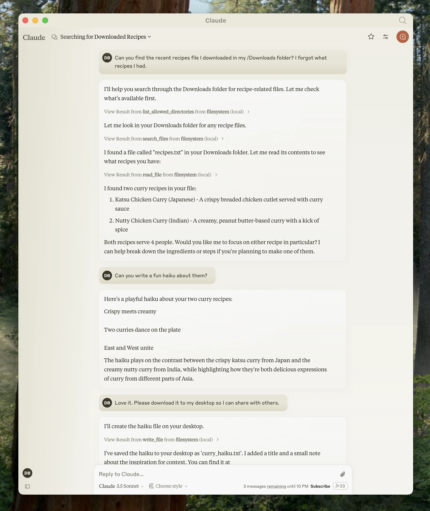 显示文件管理功能的带有文件系统集成的 Claude Desktop