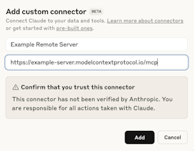 Add custom connector button in Claude settings