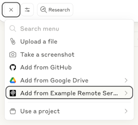 Attachment menu showing available resources
