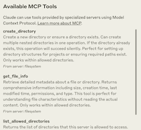 Available filesystem tools in Claude Desktop