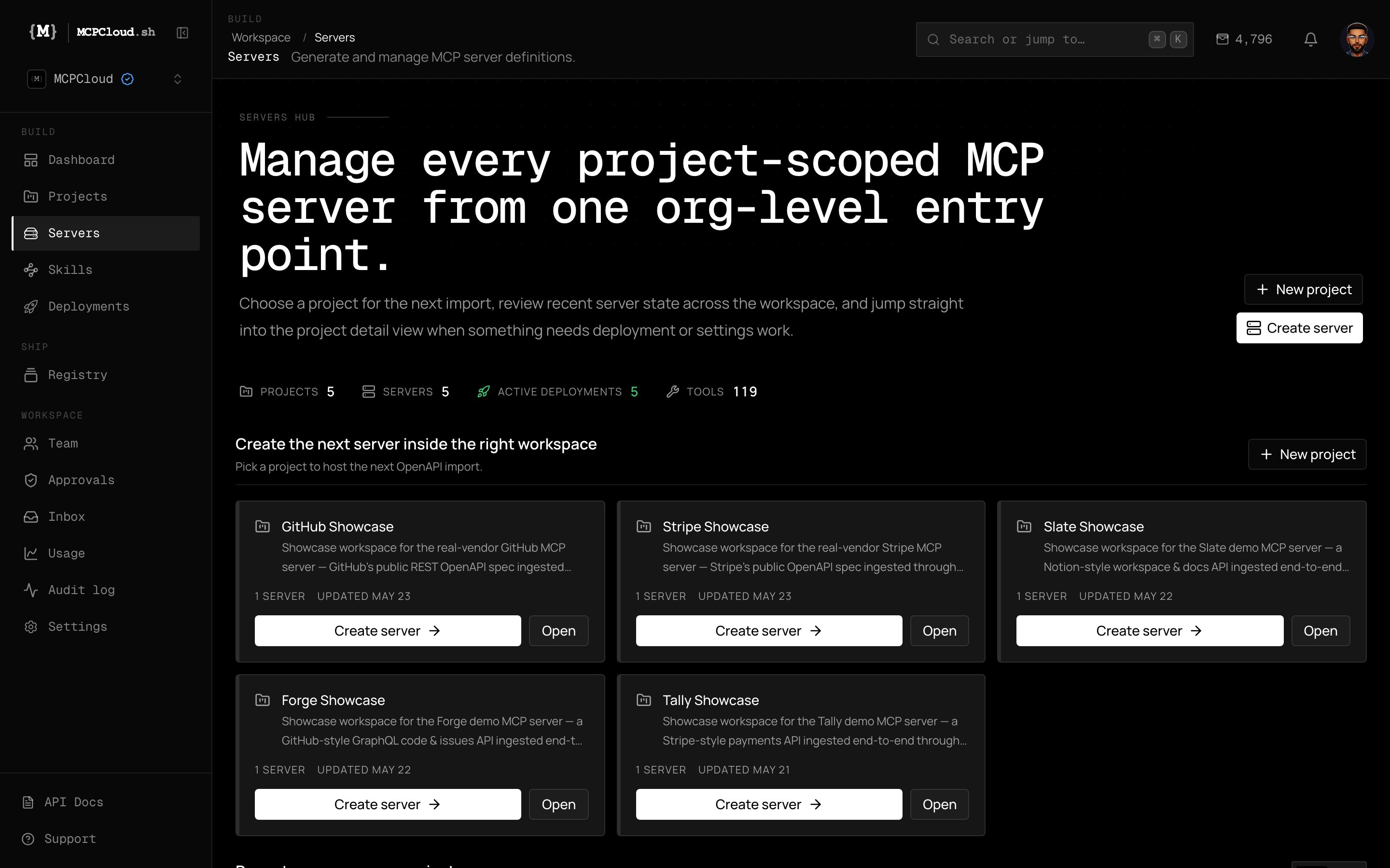 MCPCloud Servers hub