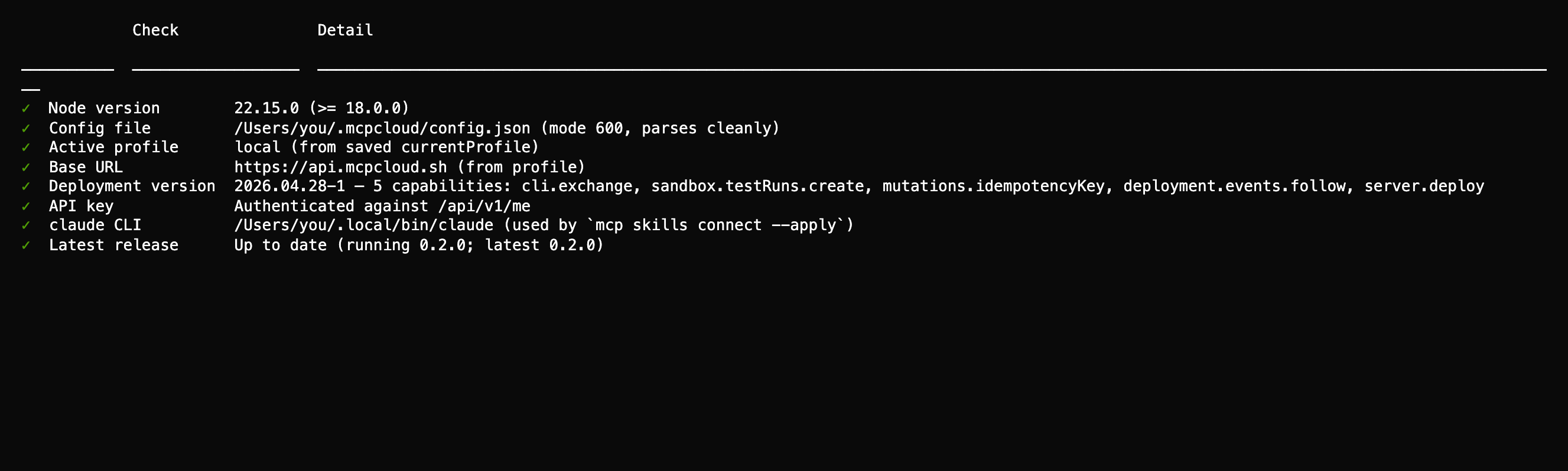 mcp doctor output