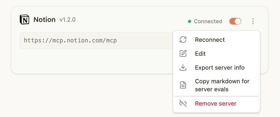 Copy markdown for evals menu option