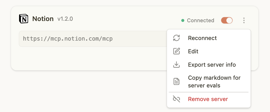 Copy markdown for evals menu option