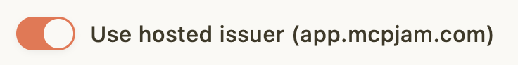 Use hosted issuer toggle in the XAA Flow header