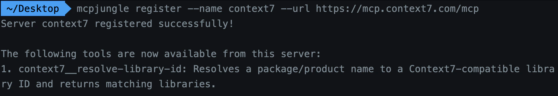 register context7 in mcpjungle