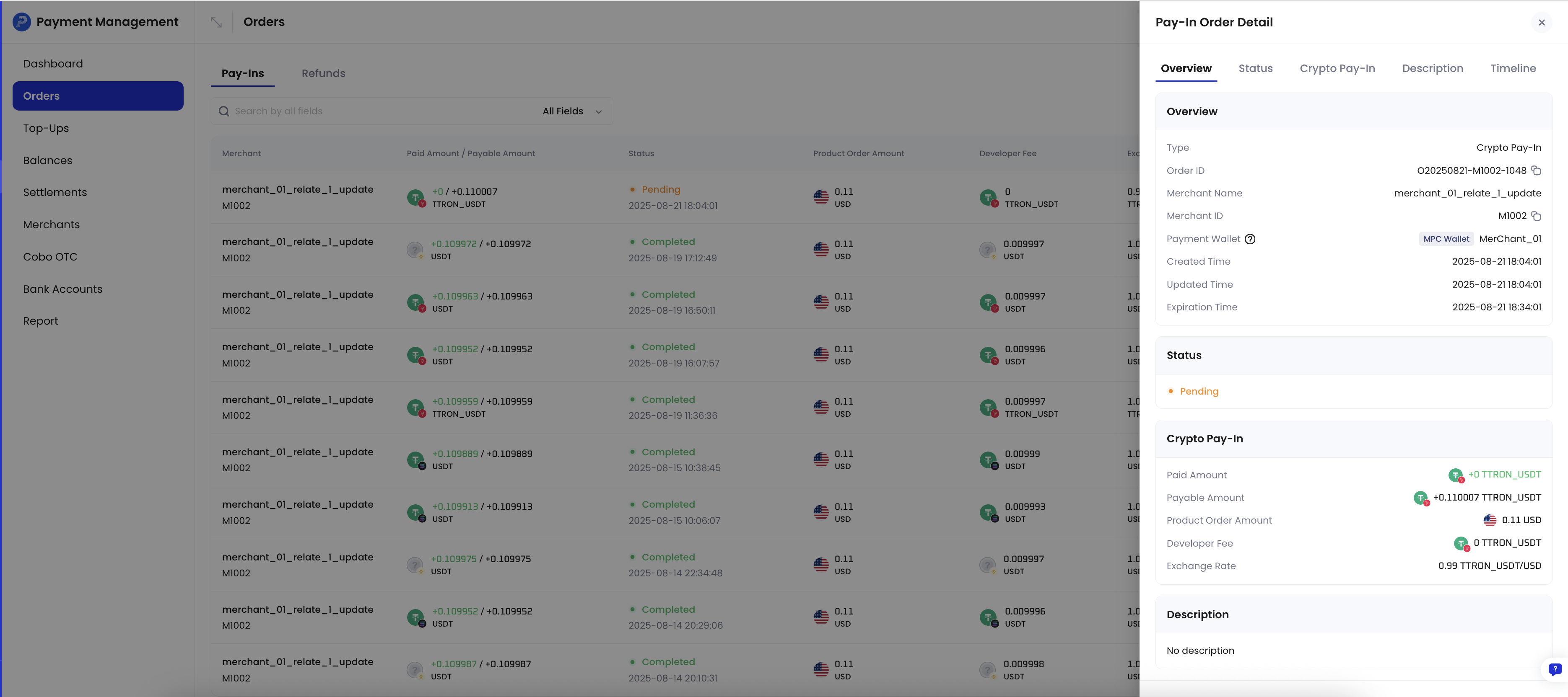 Payment collection in order mode - Cobo Payments