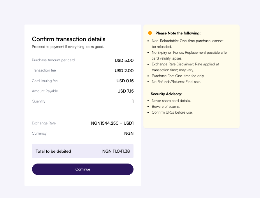 Confirm Transaction Details