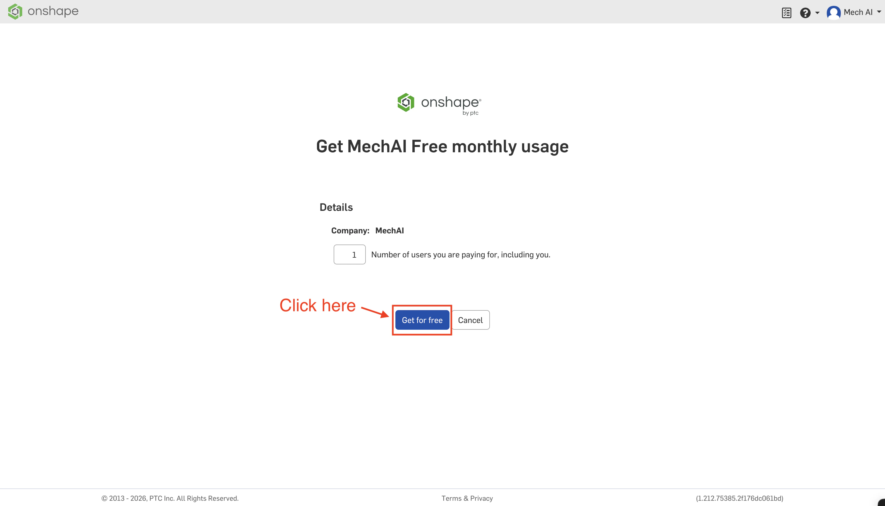 Select MechAI free plan