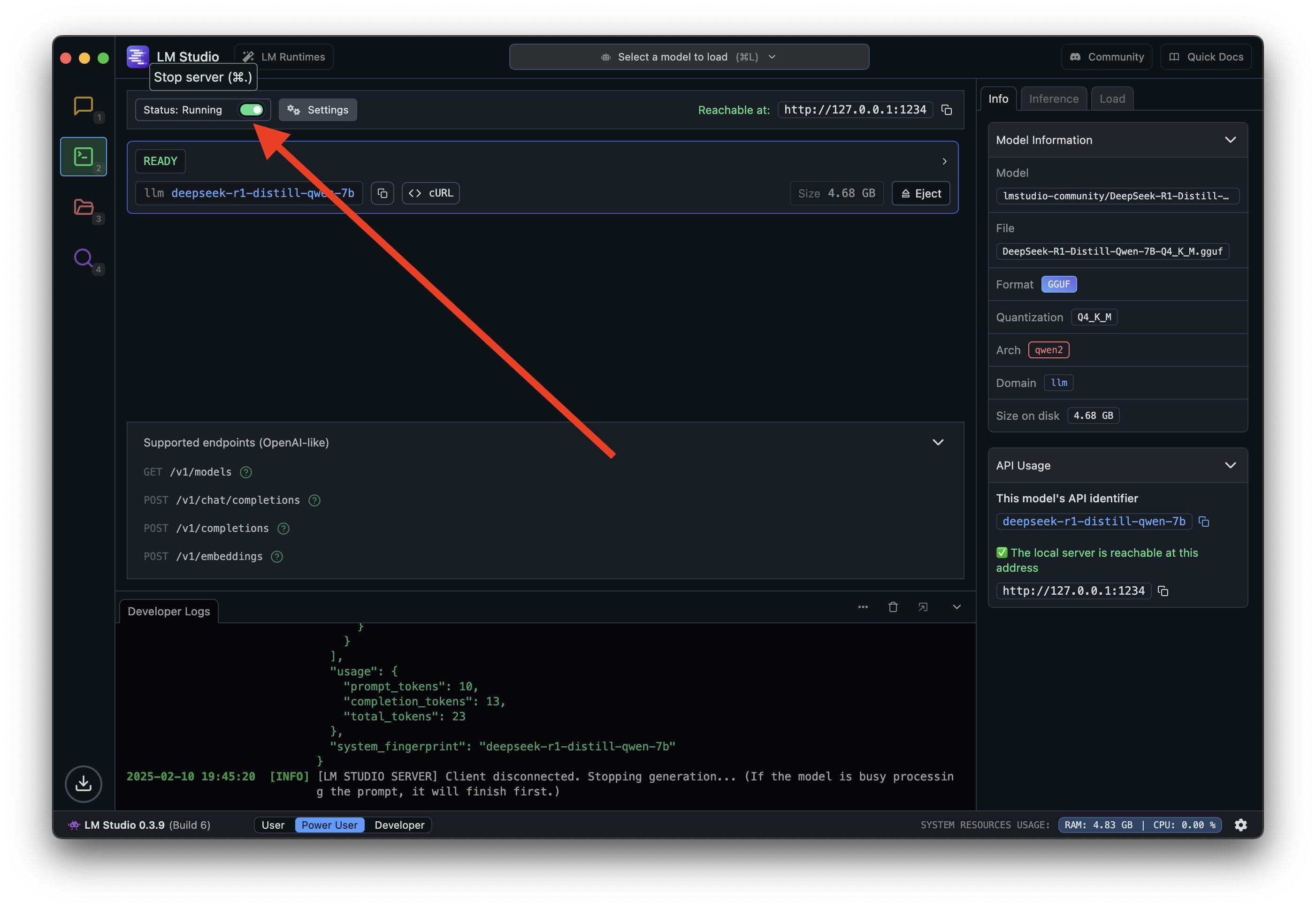 select model in lmstudio