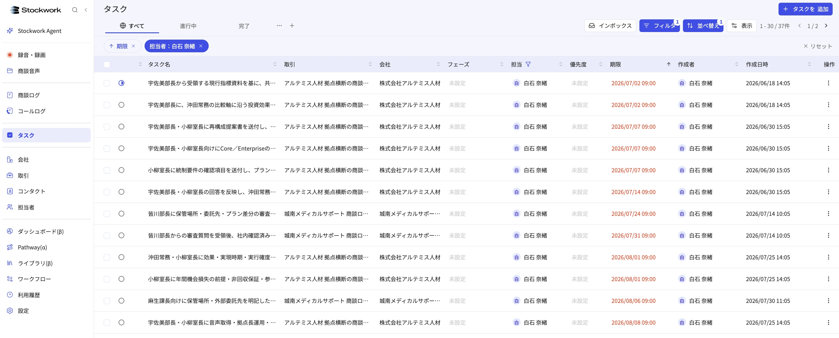 タスク一覧