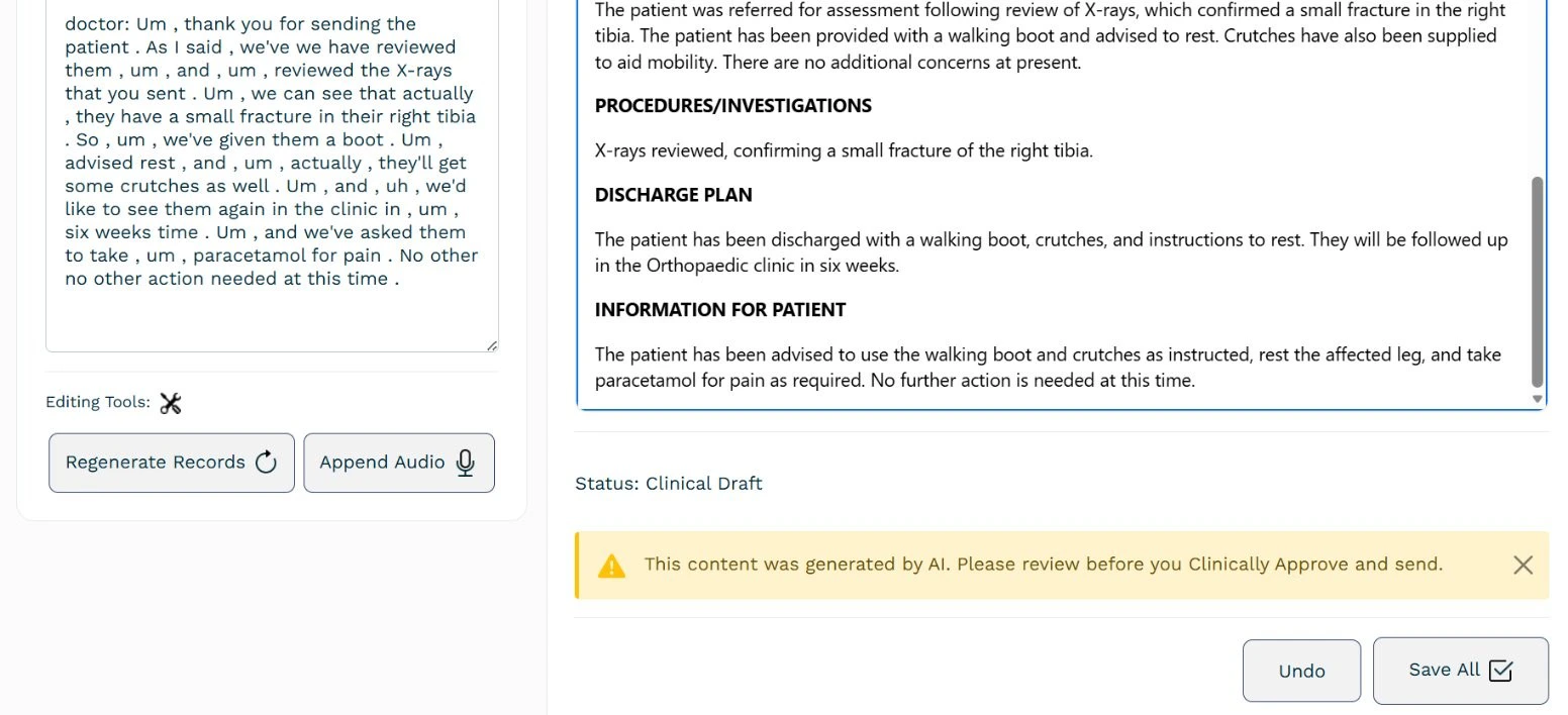Reminder that content is AI-generated and must be reviewed