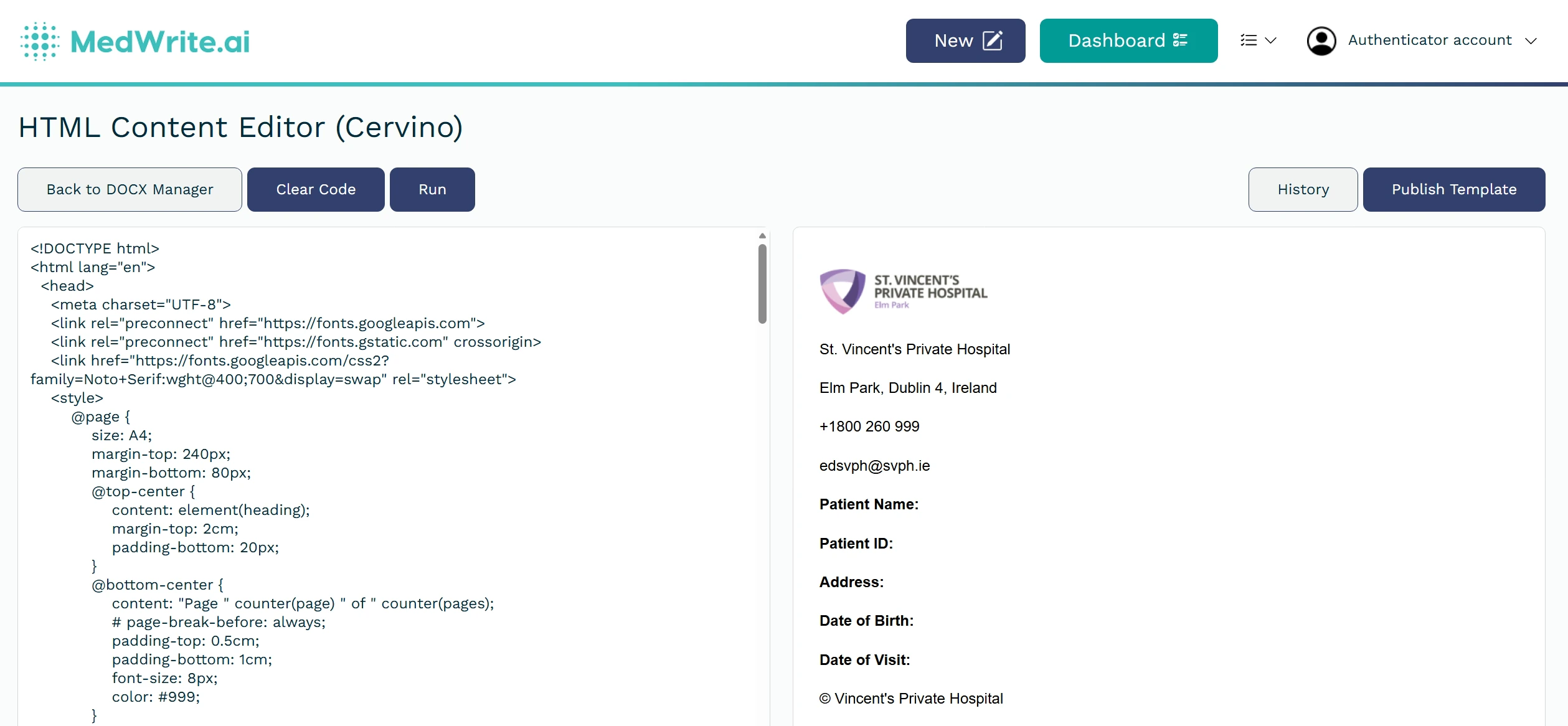 HTML editor for Word template design