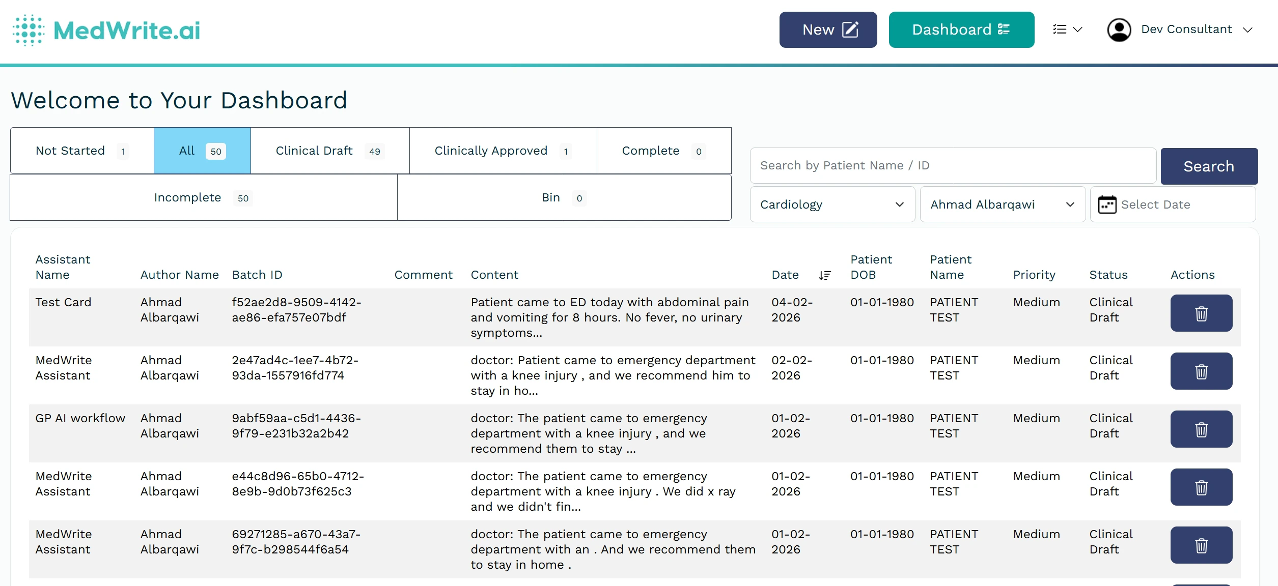 Filtered list of records or letters