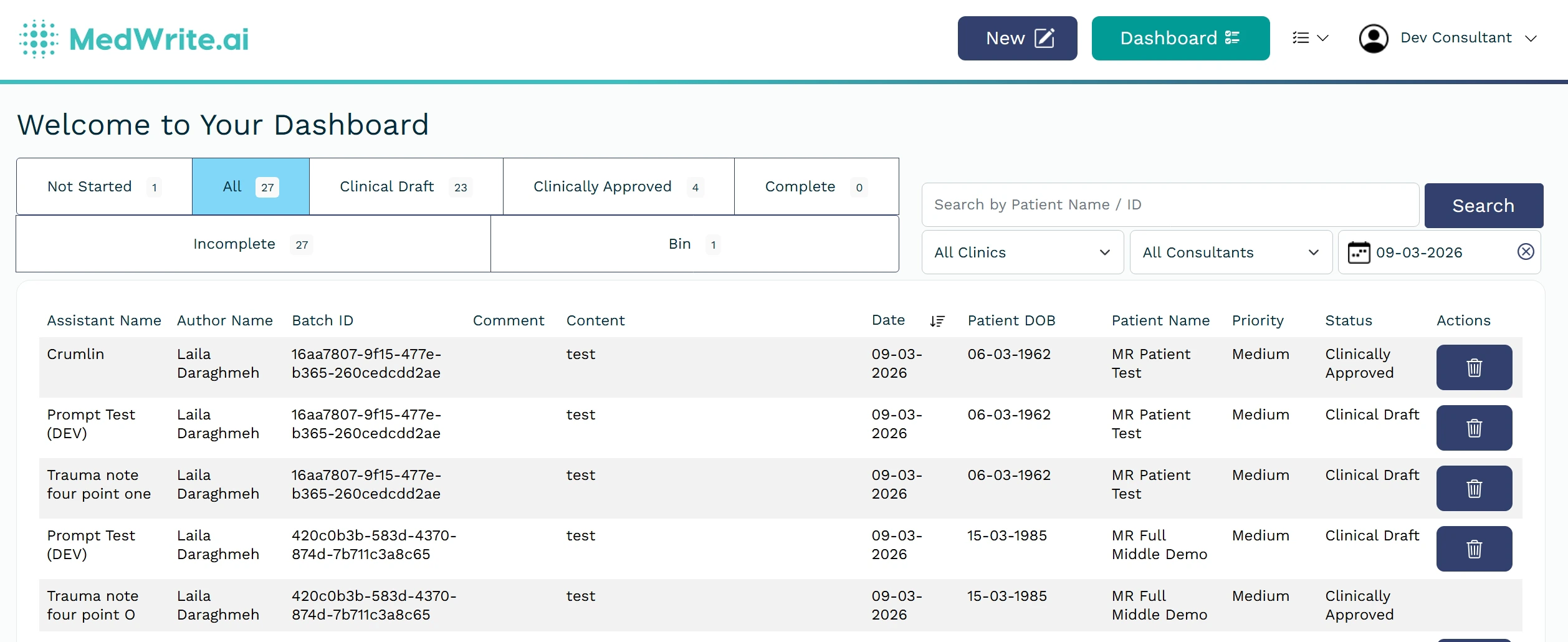 List filtered by date