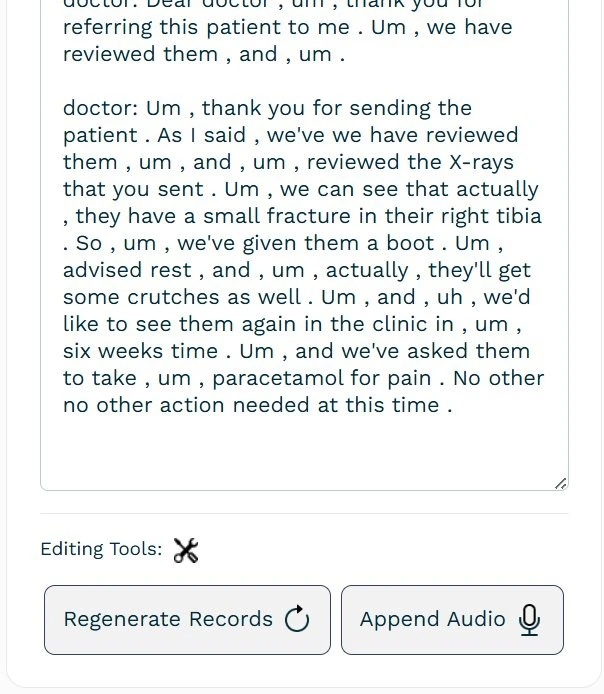 Letter page option to add audio and regenerate