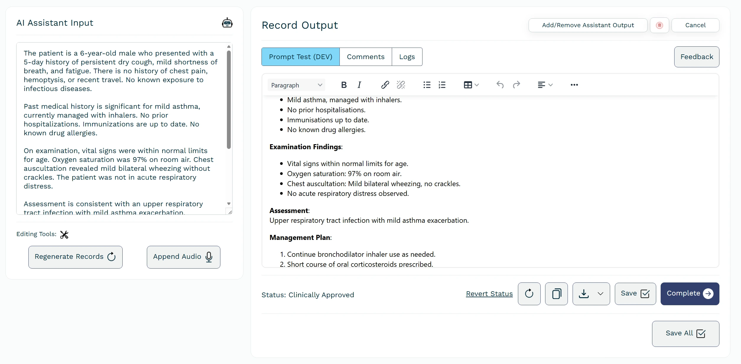 Mark as complete option on letter or record