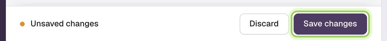 The bar at the bottom of the editor reading Unsaved changes, with Discard and Save changes. Save changes is marked.