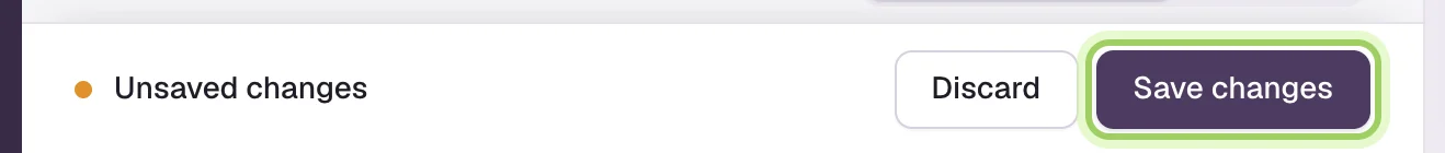 The bar at the bottom of the editor reading Unsaved changes, with Discard and Save changes. Save changes is marked.