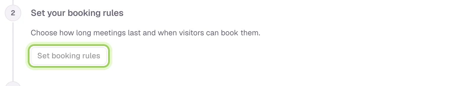 Step 2, Set your booking rules, with the Set booking rules button highlighted.