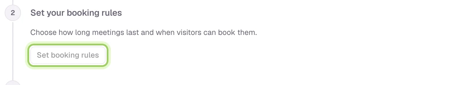 Step 2, Set your booking rules, with the Set booking rules button highlighted.