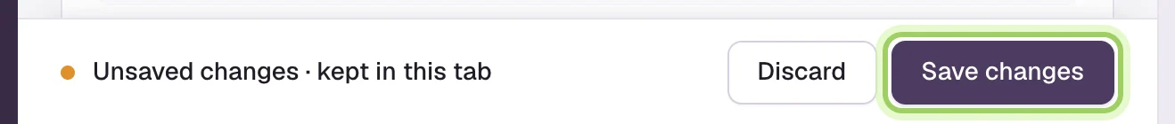 The bar at the bottom of the editor with Save changes highlighted.