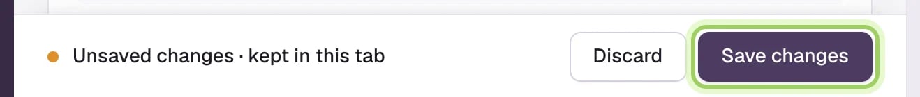 The bar at the bottom of the editor with Save changes highlighted.