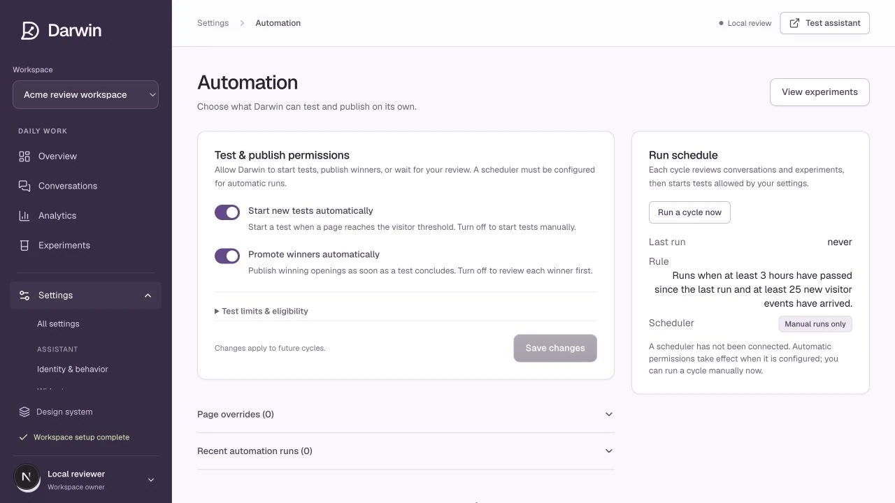 Automation separates decision permissions from the actual check schedule.