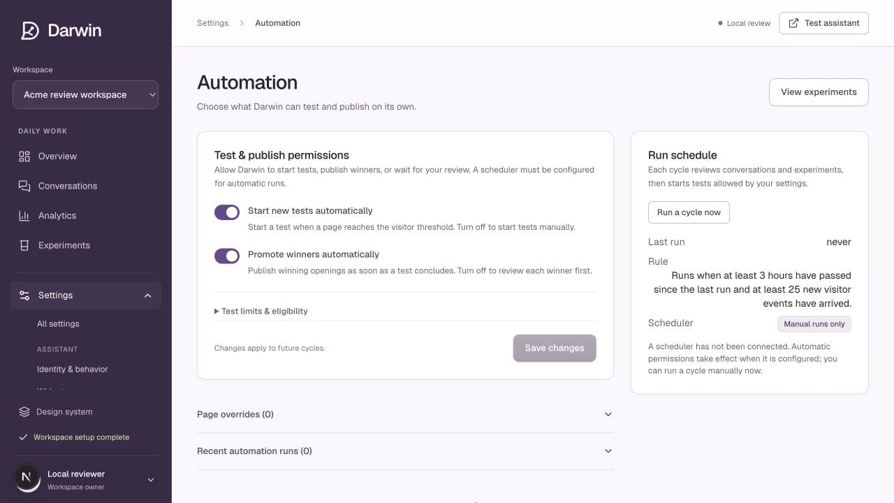 Automation separates decision permissions from the actual check schedule.
