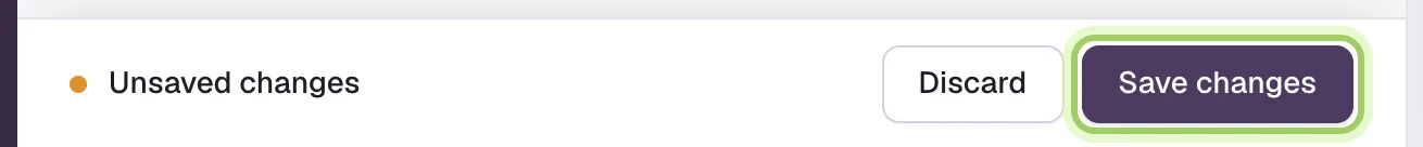 The bar at the bottom of Agent Studio: Unsaved changes, Discard, and Save changes marked.