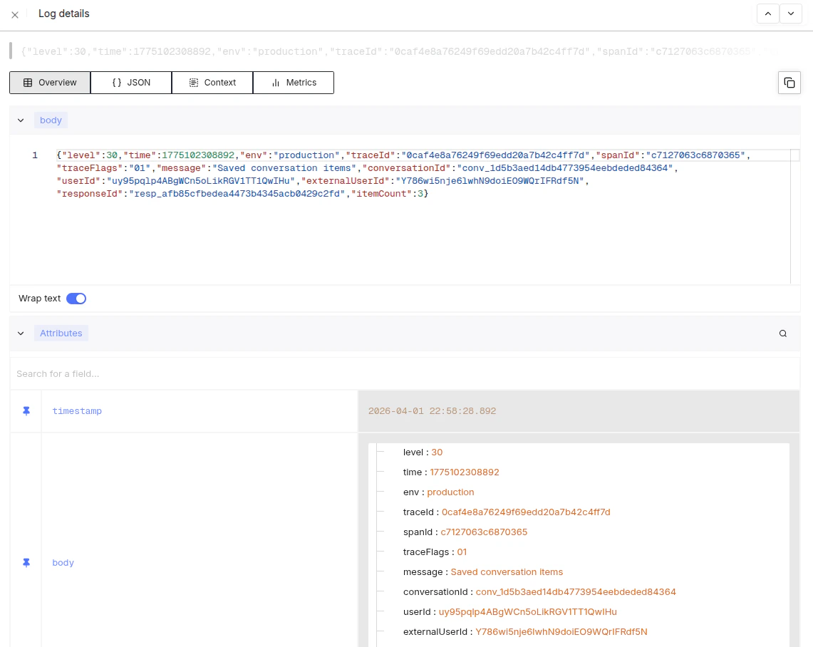 vista individual de log