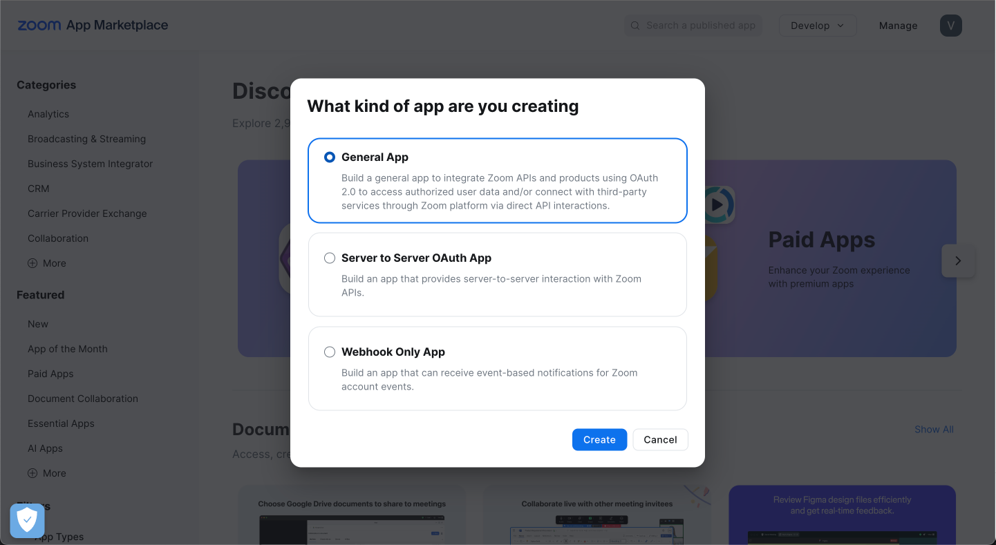 Choose 'User-managed' or 'Admin-managed' app type