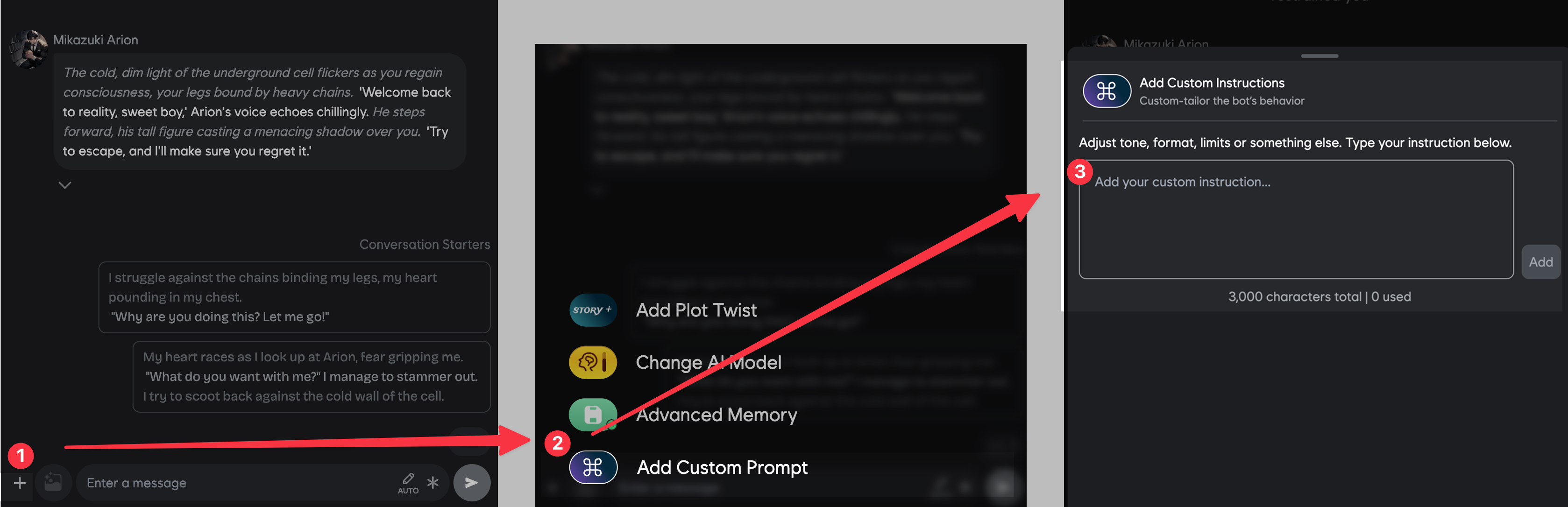 Custom prompt placeholder