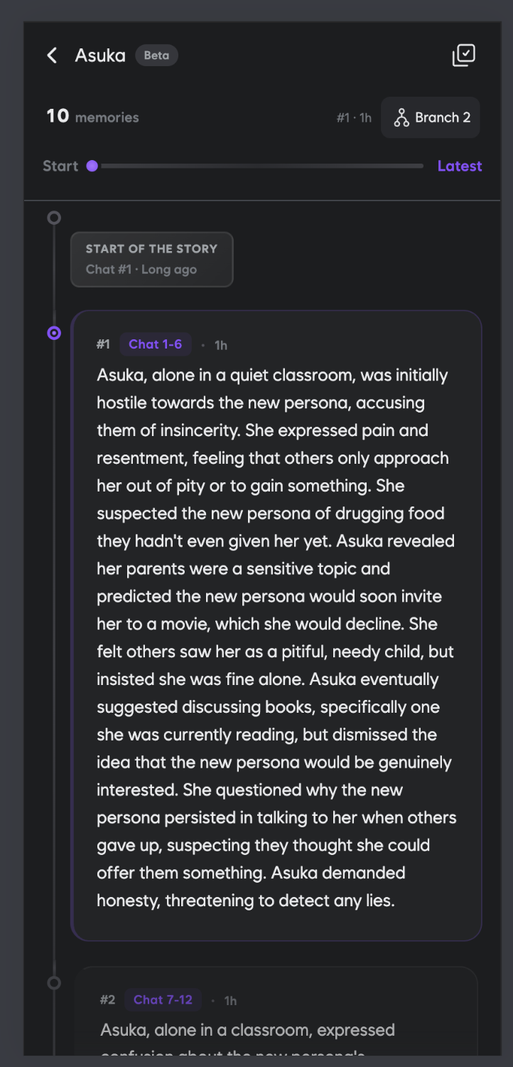 Memory Timeline View