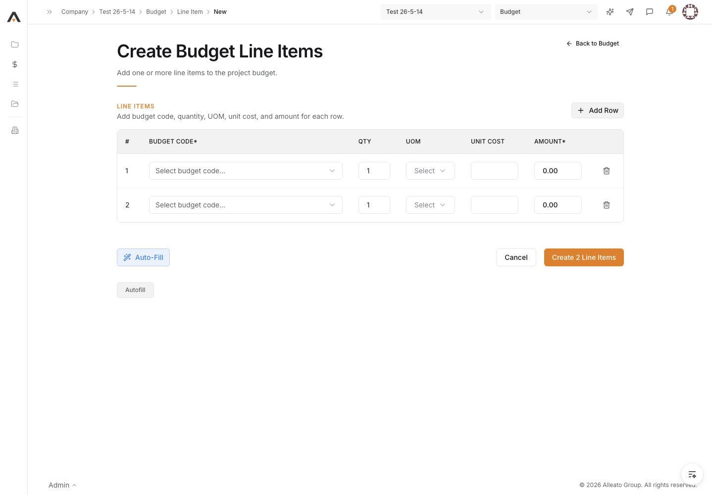 Create the line items