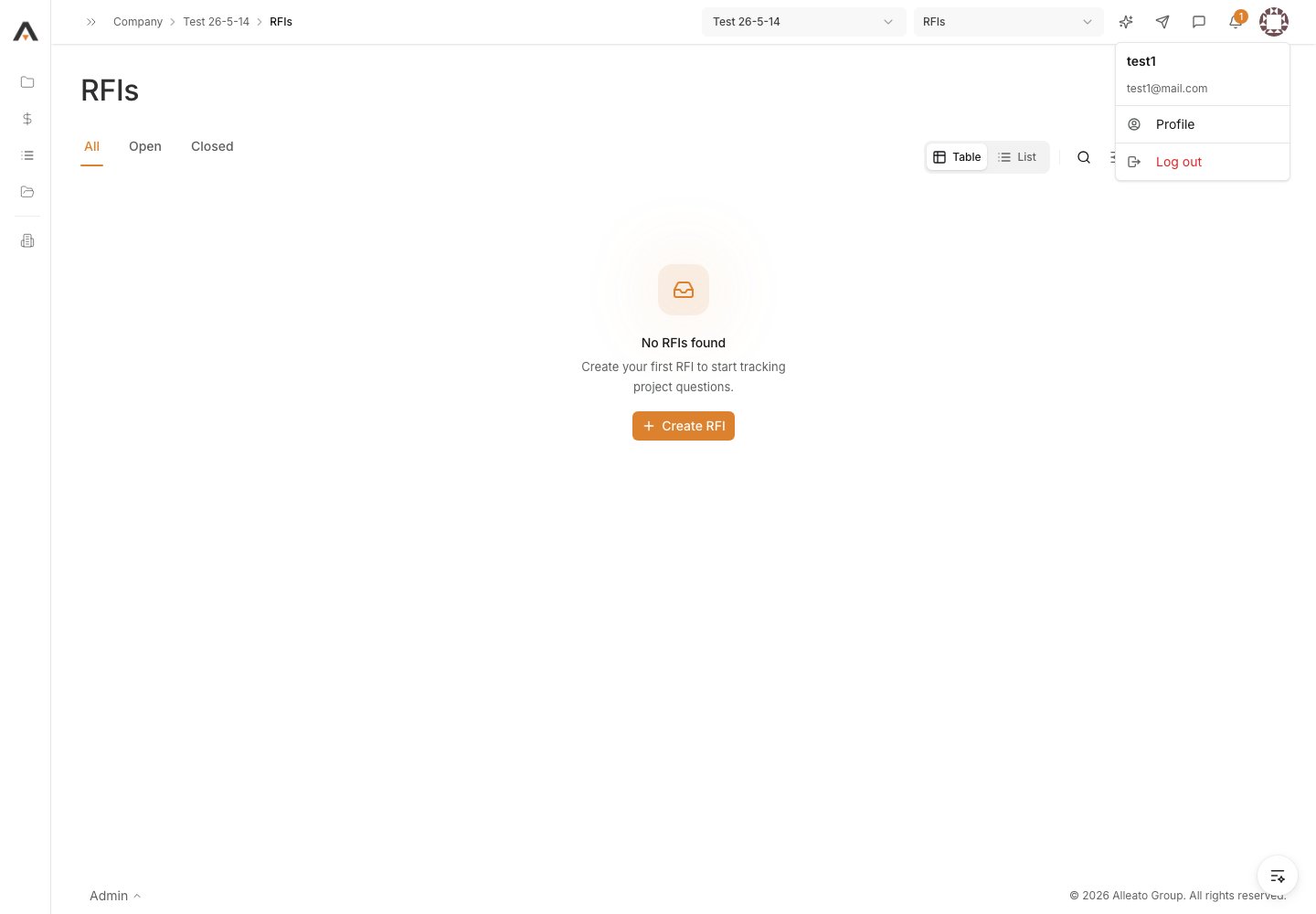 Open the actions menu