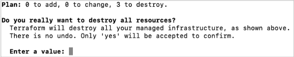 Sample output of terraform destroy