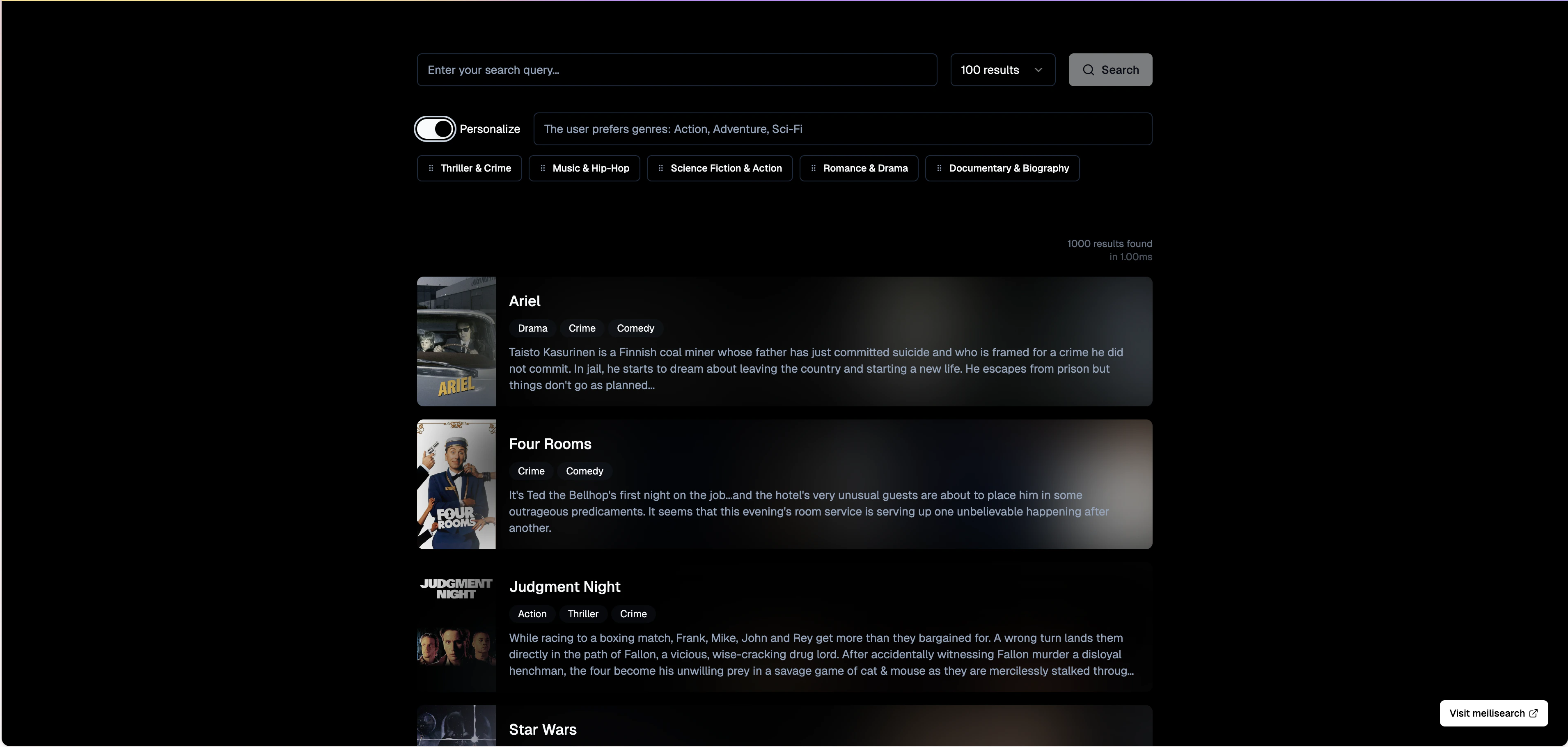 Personalized search demo with user context customization