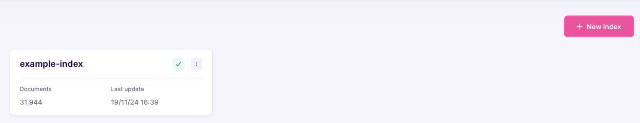 A list of all indexes in this project. It shows a single index, `movies`, and indicates it contains over 30,000 documents