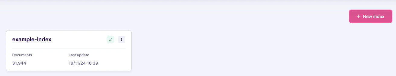 A list of all indexes in this project. It shows a single index, `movies`, and indicates it contains over 30,000 documents