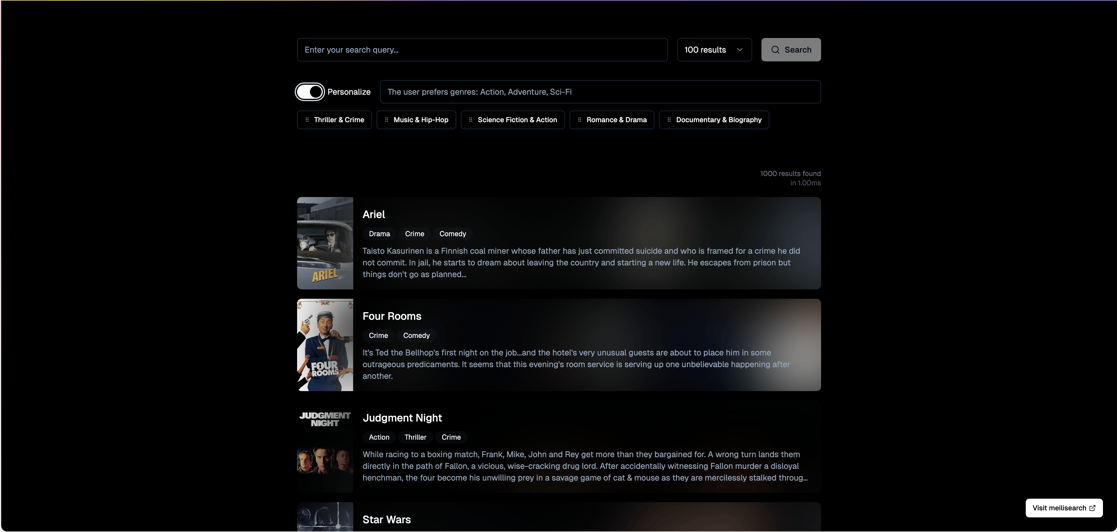 Personalized search demo with user context customization