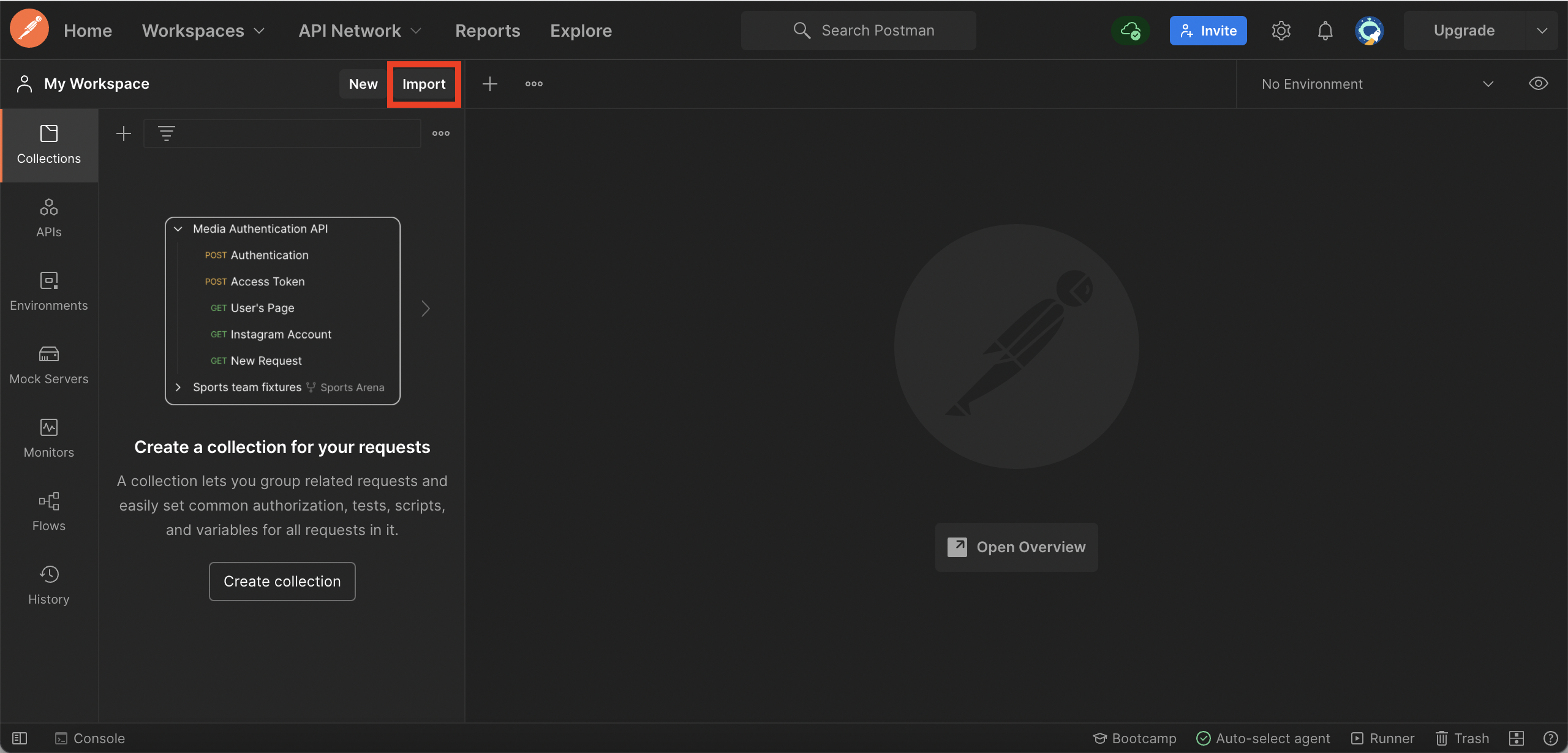 The 'Import' button