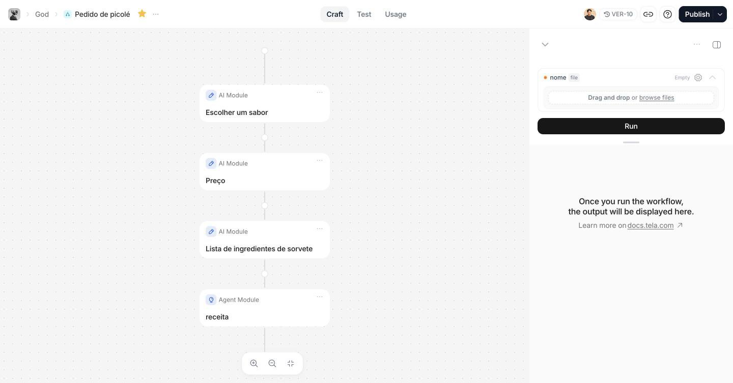 Workflow page with four steps in the Craft experience