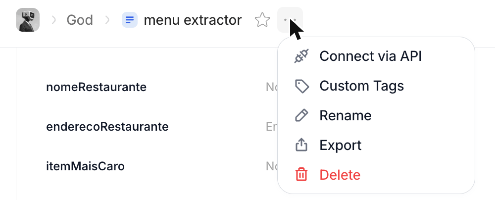 Canvas menu with Connect via API
