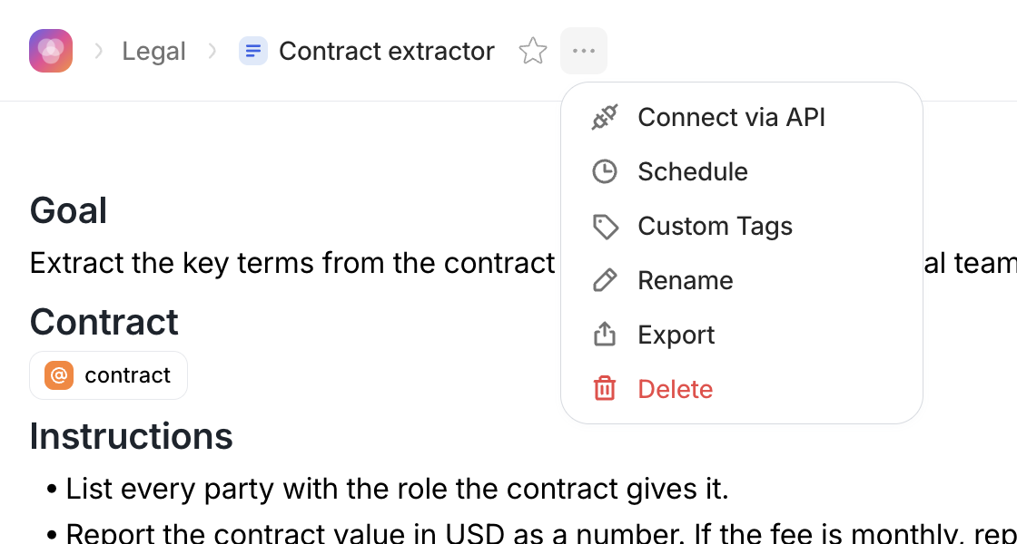 Canvas menu with Connect via API