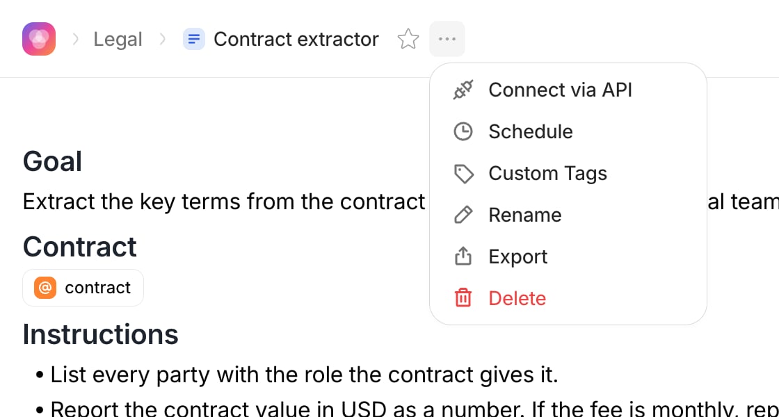 Canvas menu with Connect via API