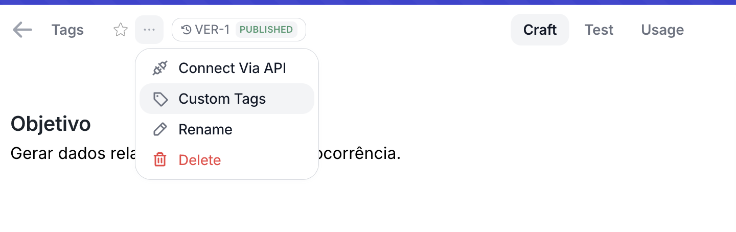 Menu de Tags Personalizadas nas configurações do Canvas
