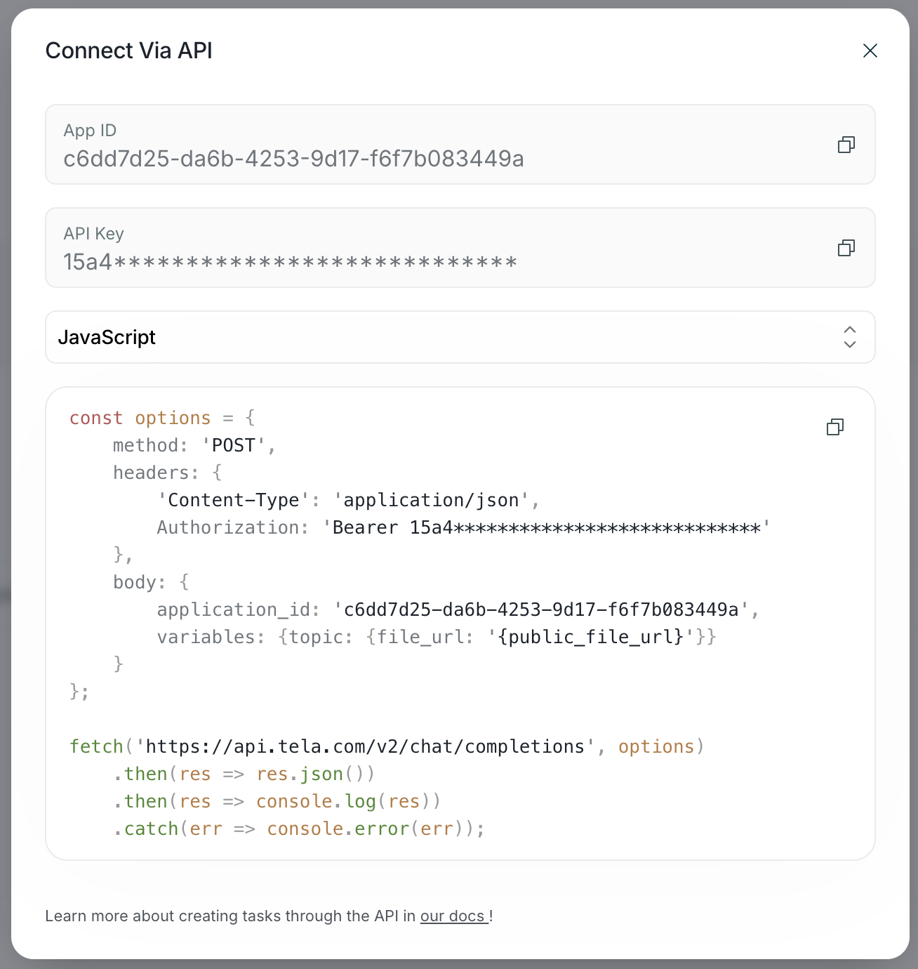 Connect modal