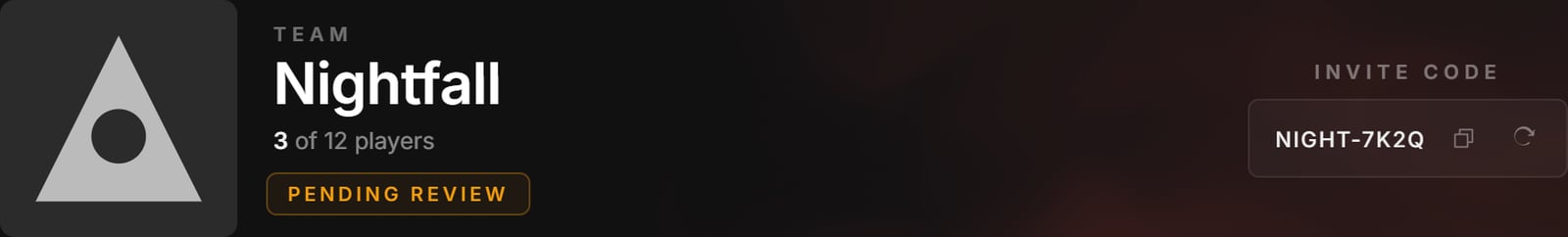 The top of My Team, with the invite code and its copy and regenerate buttons on the right